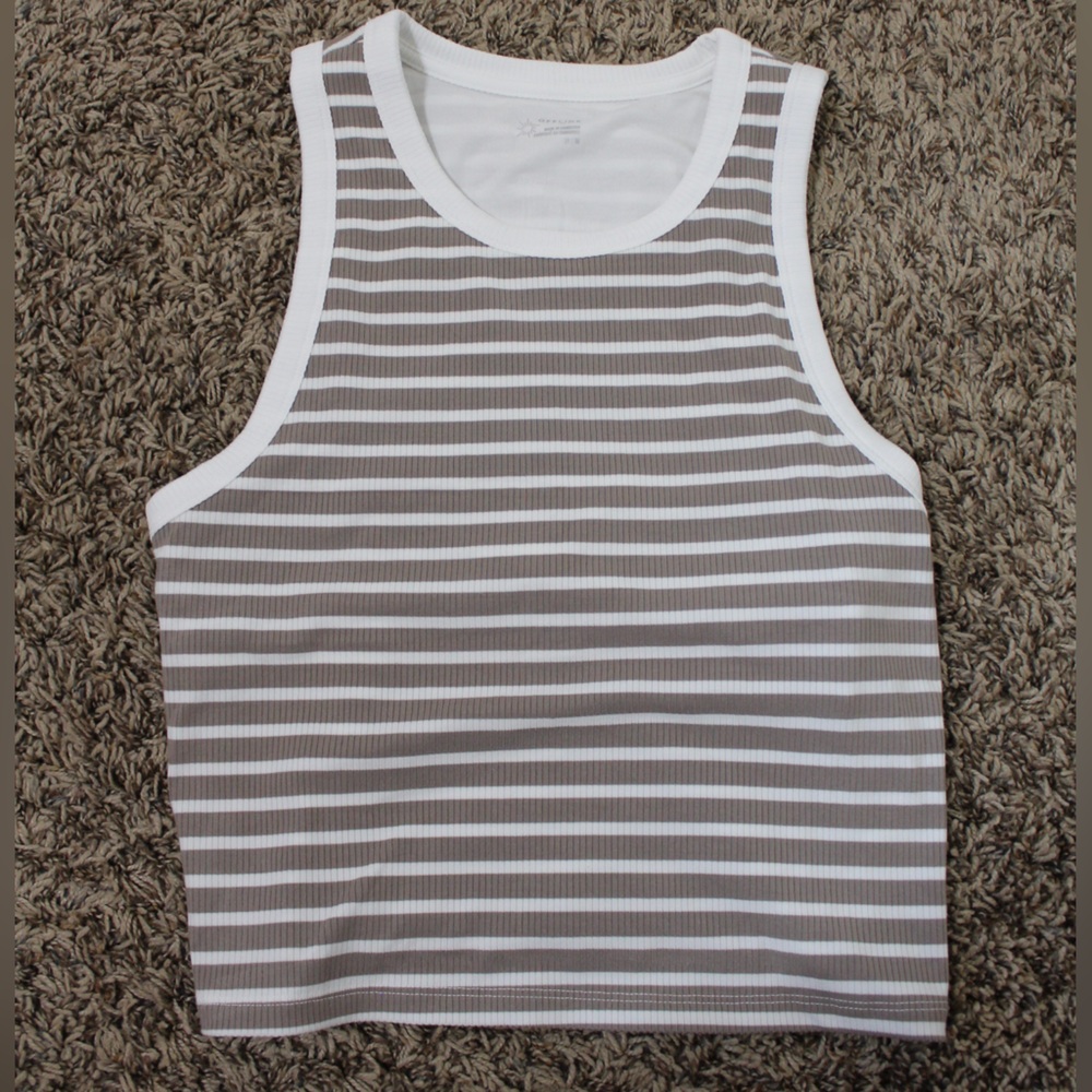American Eagle Outfitters Brown and White Striped Tank Top